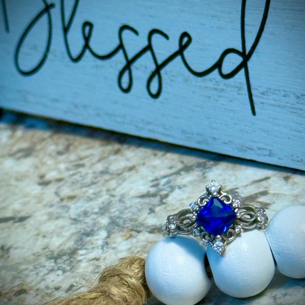 Silver Ring With Blue Gemstone - image 1